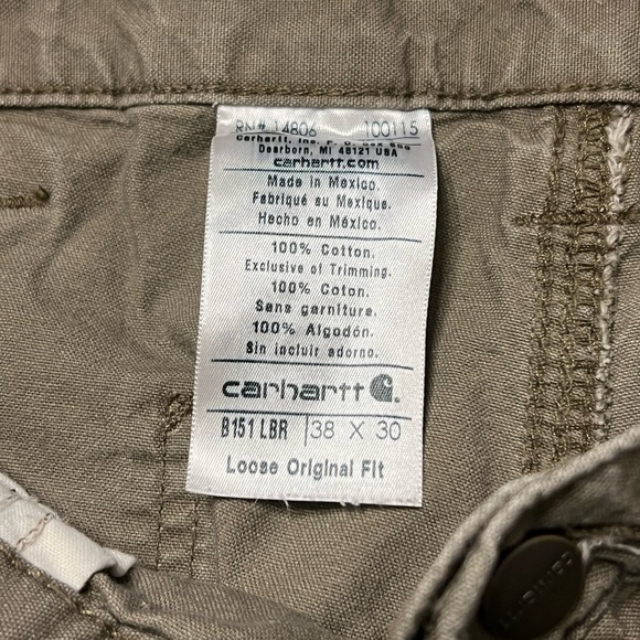Carhartt‎ Men’s Green Khaki Work Pants Size 38 - Picture 2 of 7